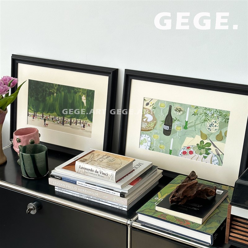 gege中古风客厅组合装饰画法式国风沙发背景墙挂画高级感艺术画图片