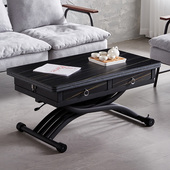现代钢化玻璃升降茶几客厅长方形实木茶几小户型