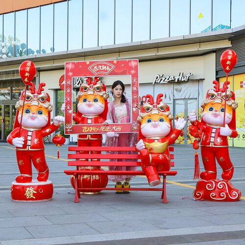 卡通新年龙雕塑玻璃钢吉祥物春节景区文旅售楼部装饰品大