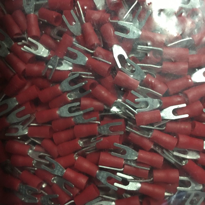 SV2-3加厚紫铜预绝缘叉形端子1.5-2.5平方 Y型冷压接线端子1000只