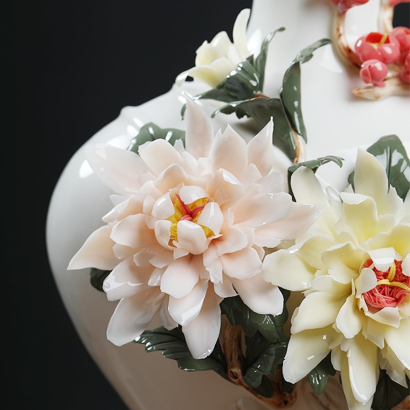 东方泥土陶瓷手工瓷花花瓶 家居客厅酒柜电视柜博古架装饰品