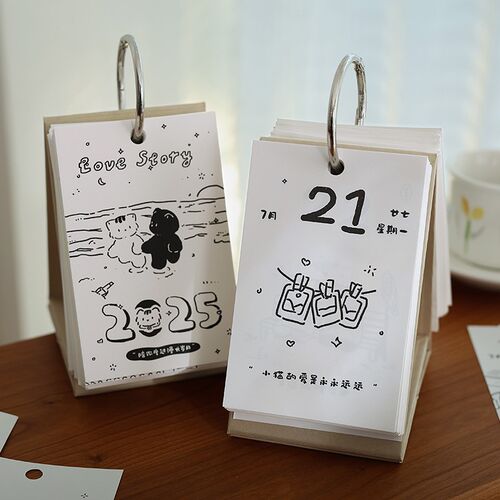 小日子翻篇 2简笔画手绘猫咪日历 多功能治愈系桌面台历