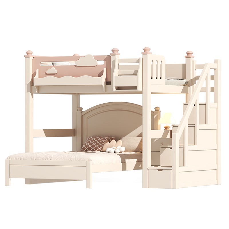 全实木高架床单上层带书桌下空交错式儿童上下铺层床两层上下床
