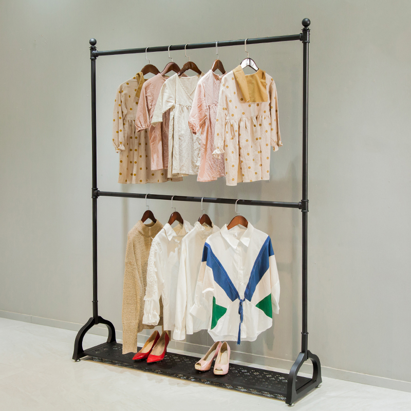 层卧室落地单杆挂衣架房间室内家用阳台晾凉晾晒衣架杆