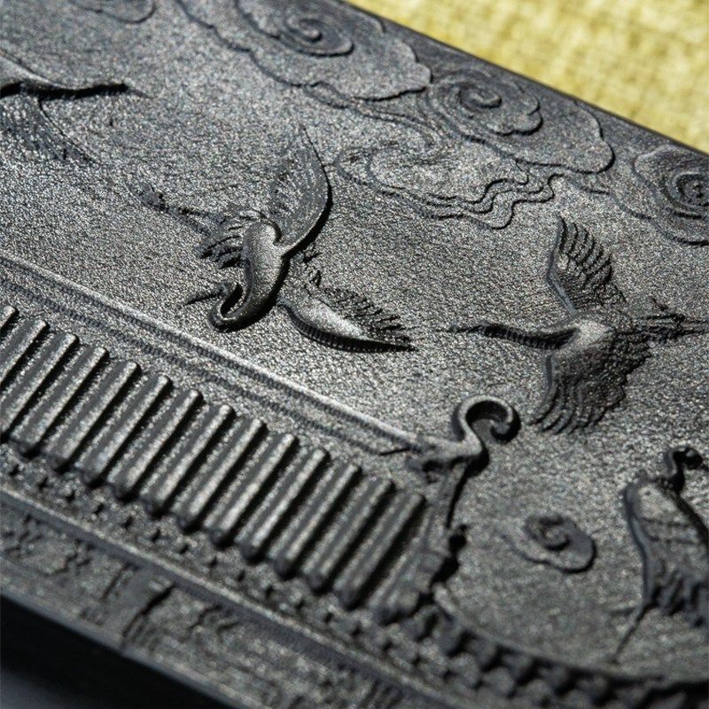 湖颖 鹤鸣九皋 歙县砚台老坑歙砚天然磨墨条书法毛笔研墨带盖礼盒