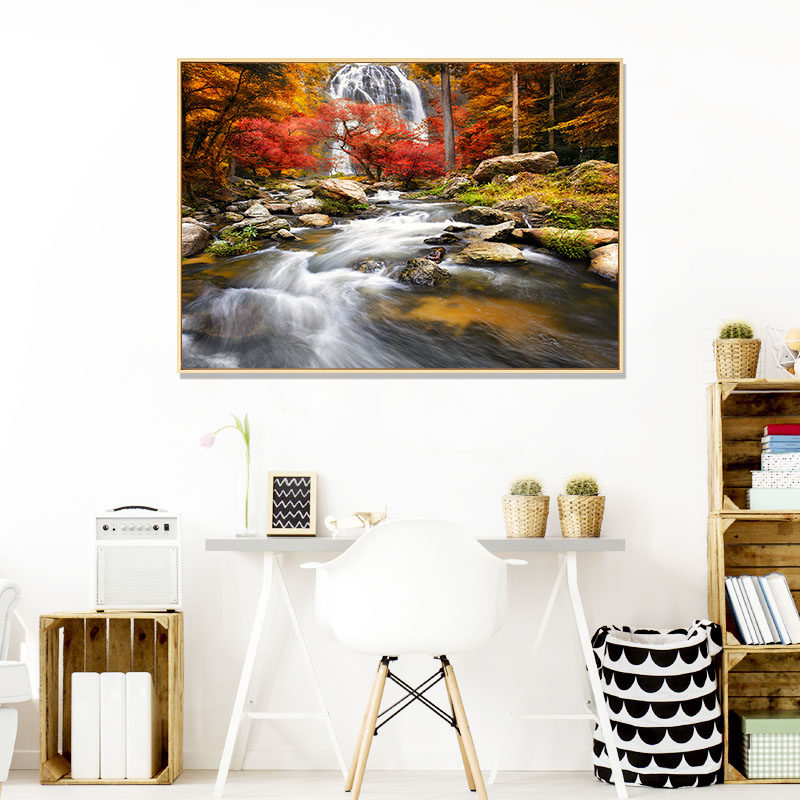 瀑布风景装饰画现代有框画卧室床头客厅走廊壁画酒店墙画,家居饰品,现代装饰画,淘宝优惠券,粉丝福利购,淘宝优惠卷