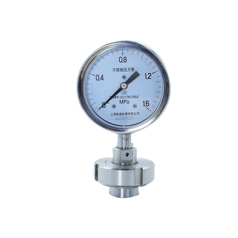 上海仪表厂不锈钢油压压力表法兰螺母式连接膜片耐腐蚀抗震压力表