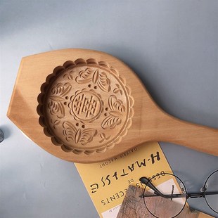 手工烧饼艾叶米果青团蒿子糍粑粑绿豆糕圆形面食烘焙木质模具