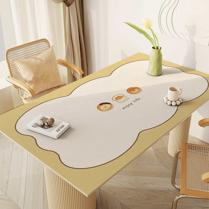 in桌布防水防油防烫c皮革桌垫氛围感长方形餐桌垫子茶几台布
