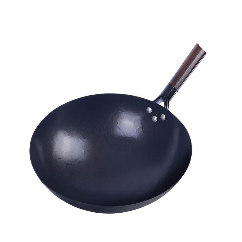 纯手工锻打老式章丘铁锅山东商丘手打家用不粘锅无涂层燃气灶专用