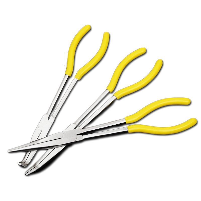 加长尖嘴钳子长嘴超长平口加长型加长1寸尖嘴钳弯头13寸11咀尖嘴