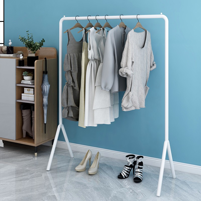 阳台晾衣架家用小型晒烘衣架单杆房间挂衣架简易卧室内落地衣帽架