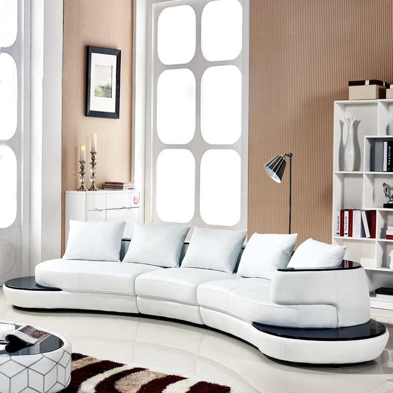 创意弧形真皮沙发组合简约大小户型现代客厅转角时尚个性皮艺沙发