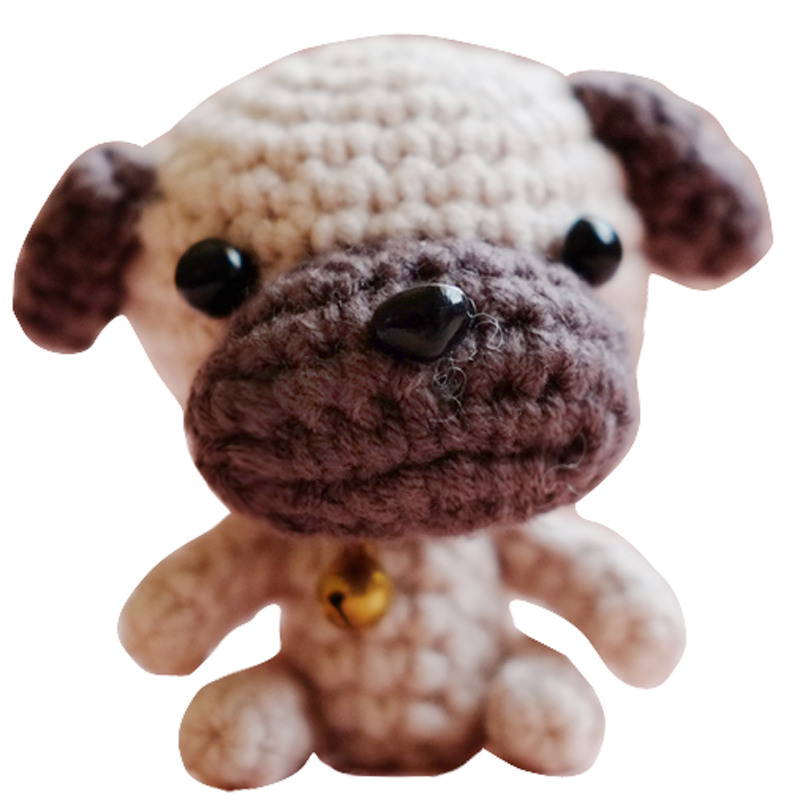 手工钩针毛线编织DIY杰克柯基雪纳瑞八哥暹罗猫钥匙圈材料包