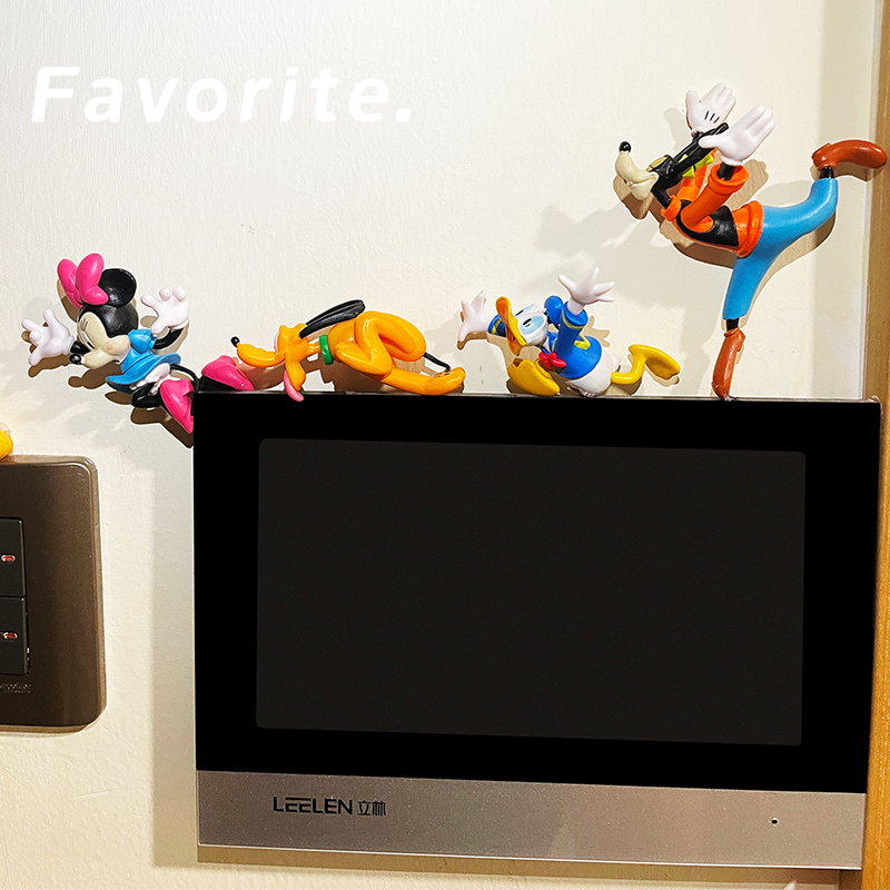 创意可爱卡通动物开关贴墙贴可视化门铃装饰品遮丑摆件公仔插座贴