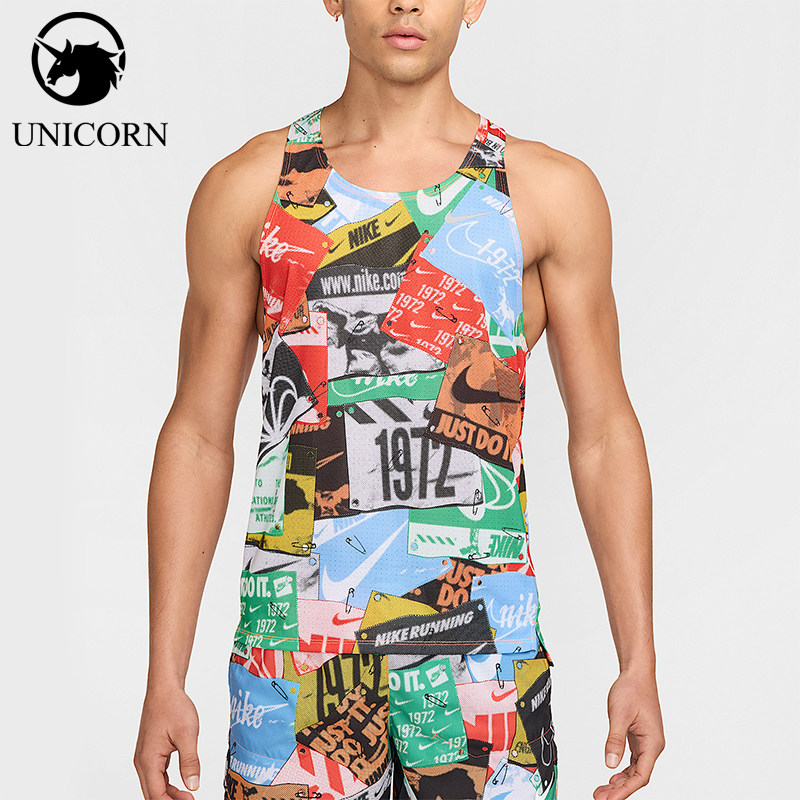 Nike/耐克正品 Dri-FIT男士无袖时尚图案透气背心T恤HJ4160-803