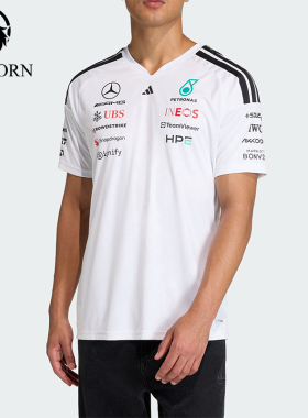 Adidas/阿迪达斯正品新款男白黑色赛车观赛速干经典短袖T恤KF0160