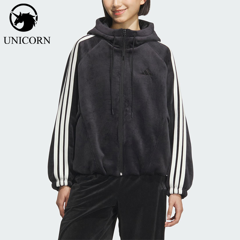 Adidas/阿迪达斯正品2025秋季款女士日常运动保暖连帽外套KB7606