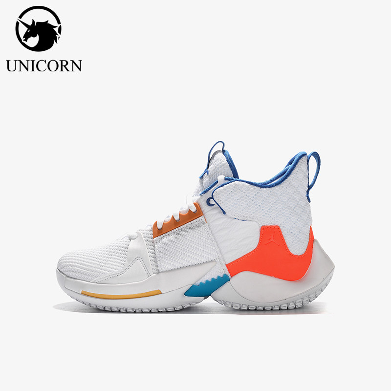 Nike/耐克正品JORDAN新款白蓝色支撑中帮经典篮球鞋AO6218-100