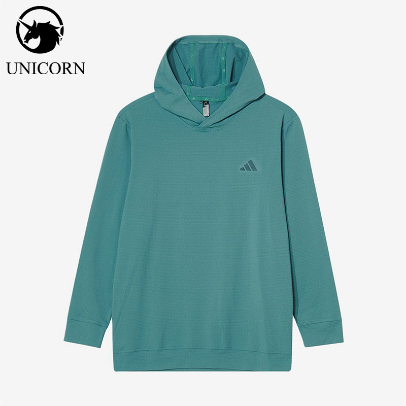 Adidas/阿迪达斯正品新款男绿色高尔夫经典简约连帽卫衣JX4192