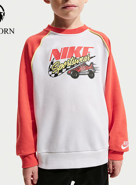 Nike/耐克正品2025冬季款小童日常圆领拼接针织卫衣IU5326-100