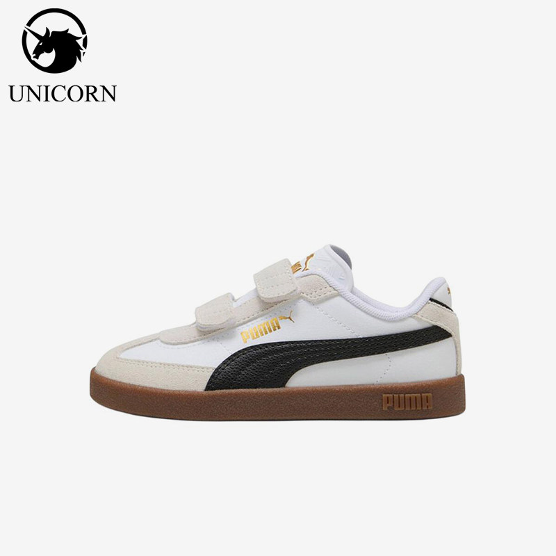 Puma/彪马正品ClubIIEra时尚白黑金儿童经典白黑色板鞋402307-02