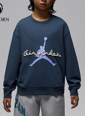 Nike/耐克正品JORDAN大童圆领套头经典印花卫衣IU5391-455