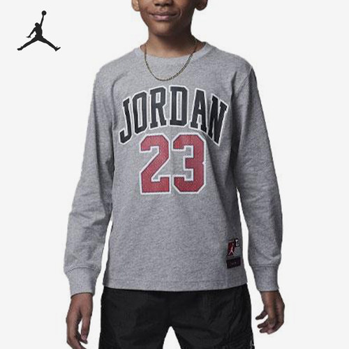 Nike耐克正品Jordan大童字母数字印花圆领运动长袖T恤95C591-GEH