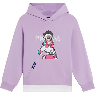 女大童休闲运动连帽长袖 新款 宽松套头卫衣YWDS272 李宁正品 Lining