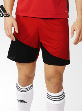 Adidas/阿迪达斯正品短裤新款男红黑色足球运动短裤AJ5869
