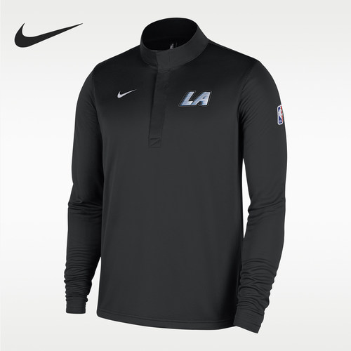 Nike耐克正品NBA球员版男款Dri-FIT立领长袖热身球衣HQ6291-010