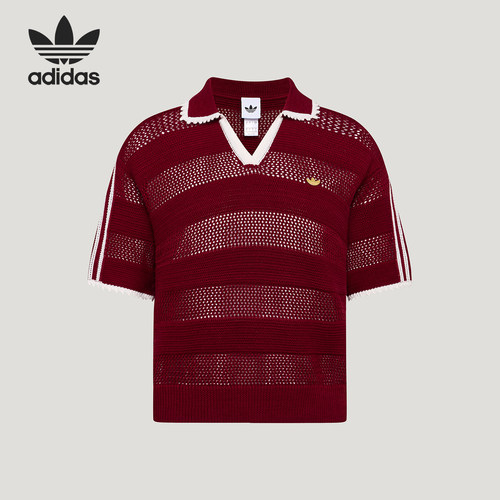 Adidas/阿迪达斯官方正品三叶草女士镂空套头短袖Polo衫KX0714