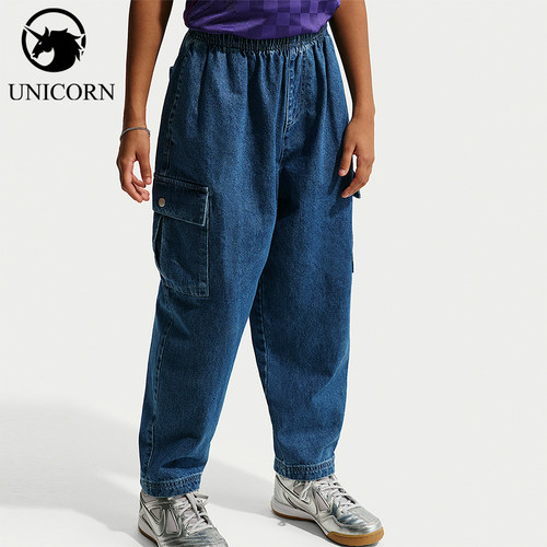 Nike/耐克正品2025冬季款大童牛仔工装宽松长裤IO0197-461