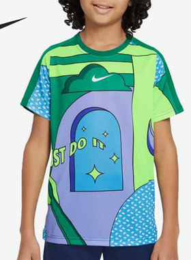 Nike/耐克正品DRI-FIT夏季新款大童透气涂鸦短袖DQ8958-365