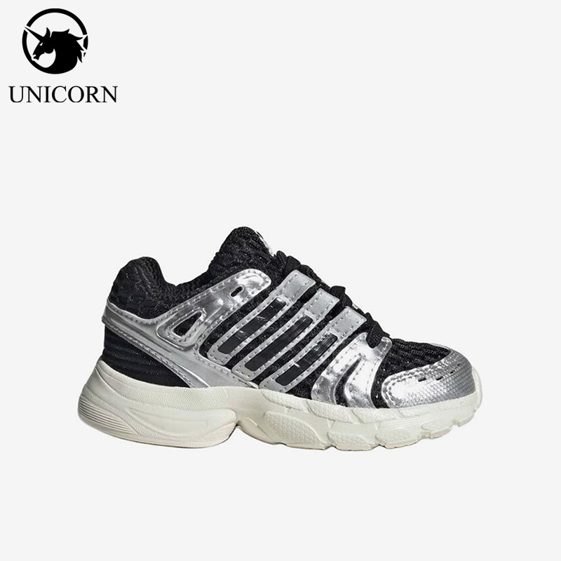 Adidas/阿迪达斯正品黑银色低帮网面婴幼童经典休闲运动鞋KK4253