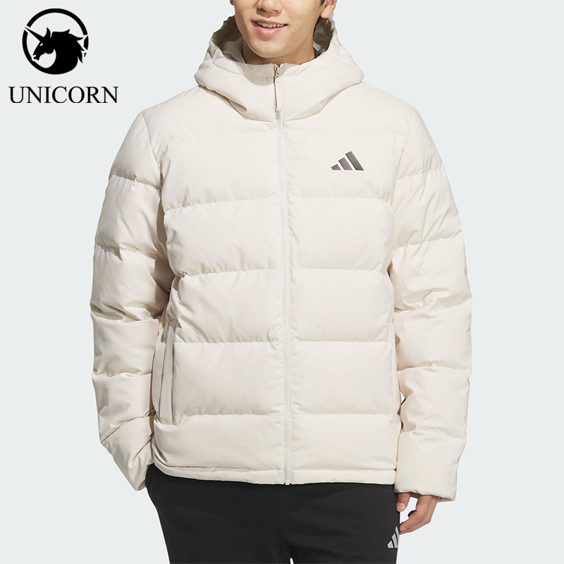 Adidas/阿迪达斯正品2025男士简约运动休闲连帽保暖羽绒服KF4398