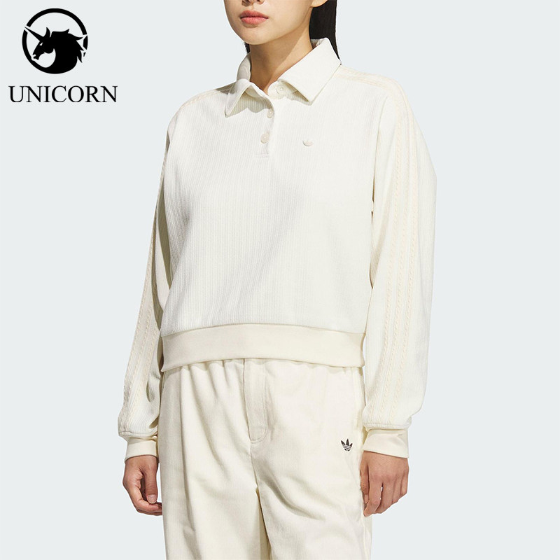 Adidas/阿迪达斯正品三叶草女士时尚宽松短款针织POLO衫KS5982