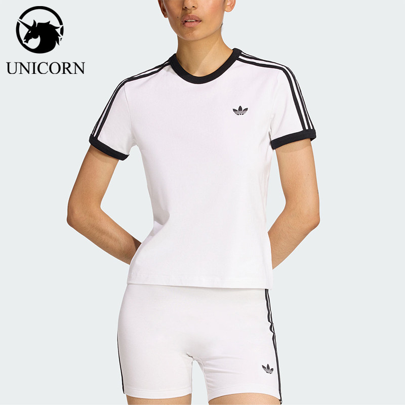 Adidas/阿迪达斯正品三叶草女士圆领经典套头透气修身短袖KD3683图片