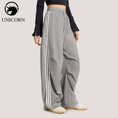 Adidas/阿迪达斯官方正品三叶草女士梭织系带宽松阔腿长裤KS2866