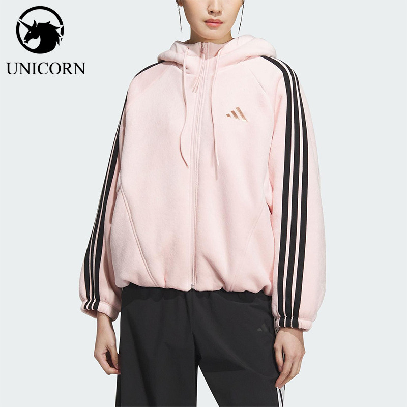 Adidas/阿迪达斯正品2025秋季款女士宽松丝绒花苞型外套KB7605