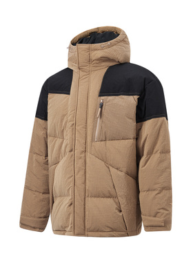 Lining/李宁正品男子新款撞色连帽宽松短款运动羽绒服AYMT065