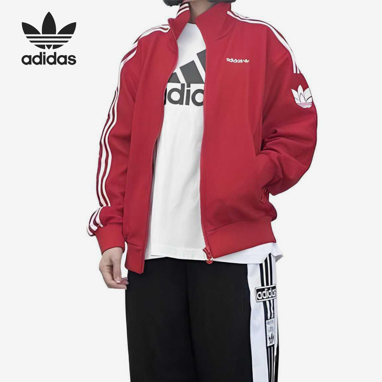 Adidas/阿迪达斯正品三叶草男士柔软透气经典立领长袖夹克JL8393