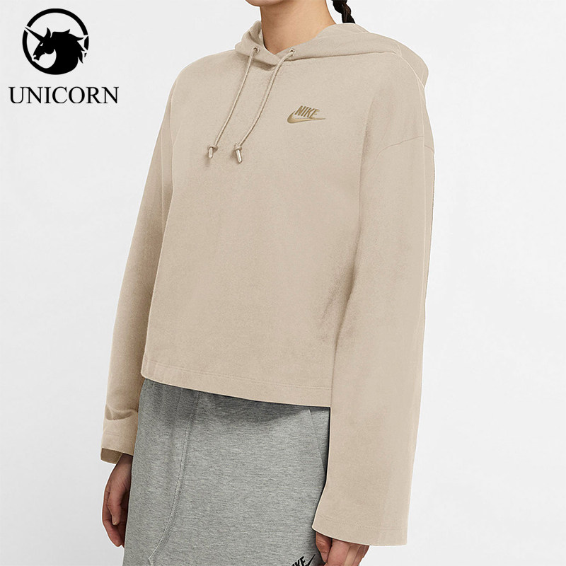 Nike/耐克正品新款女土黄色宽松短款经典休闲连帽卫衣CJ3741-140