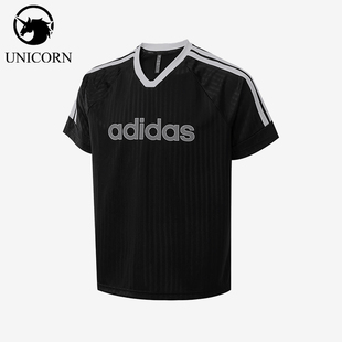 Adidas/阿迪达斯正品T恤男黑白色条纹套头经典休闲舒适短袖KW6217