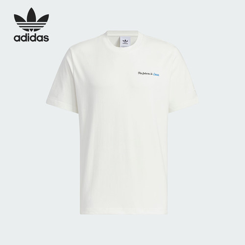 Adidas/阿迪达斯正品三叶草男女款简约印花宽松短袖T恤JM7292