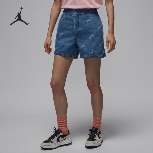 Nike/耐克正品ORDAN女士运动休闲印花透气牛仔短裤FN5690-453
