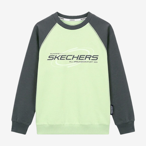 Skechers斯凯奇正品男童拼色圆领长袖套头休闲卫衣P326B010-004B