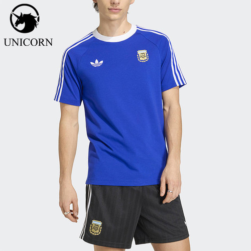 Adidas/阿迪达斯正品三叶草男士轻盈复古足球修身短袖T恤JZ6307
