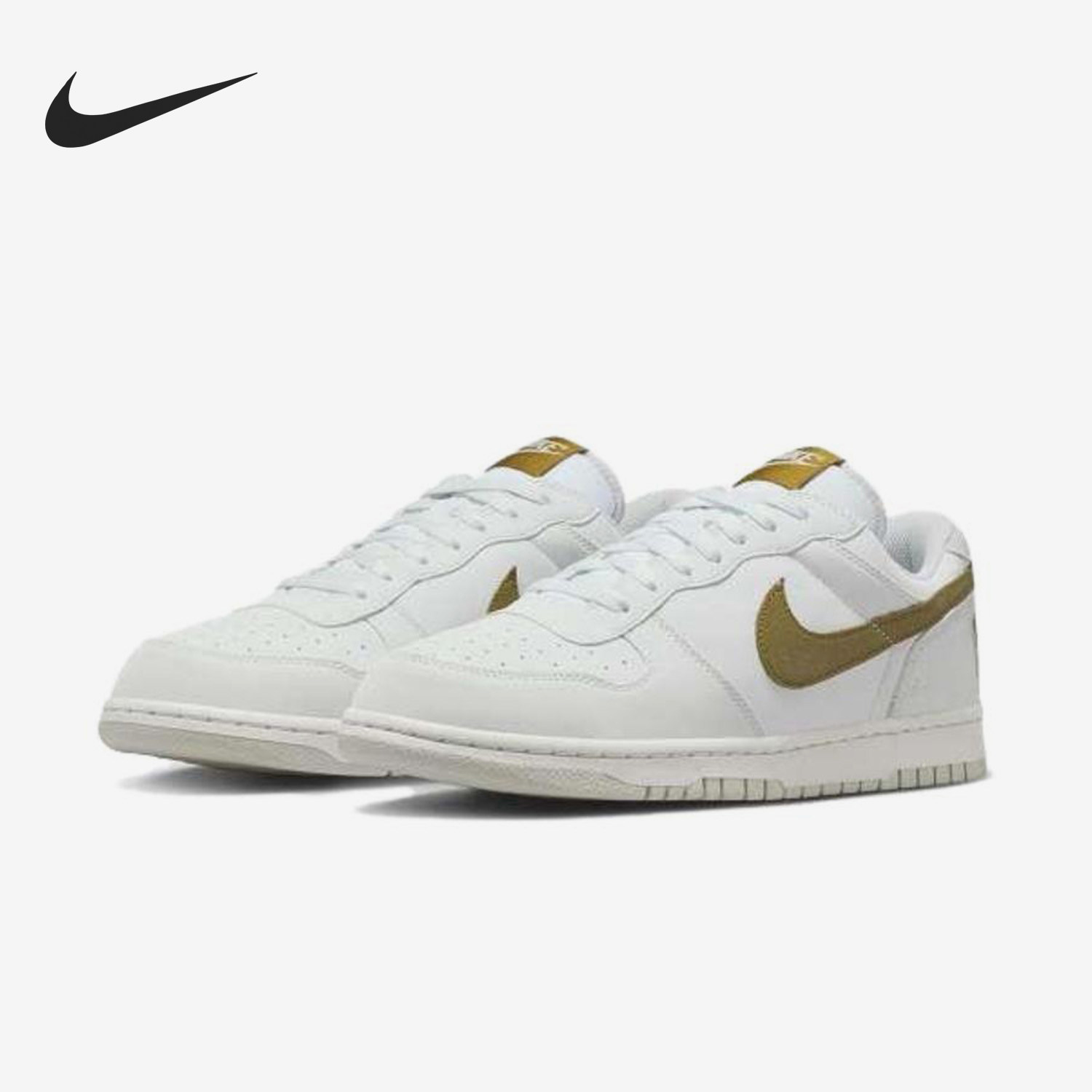 Nike/耐克正品Big新款男女白金色低帮皮革经典休闲板鞋854166-100