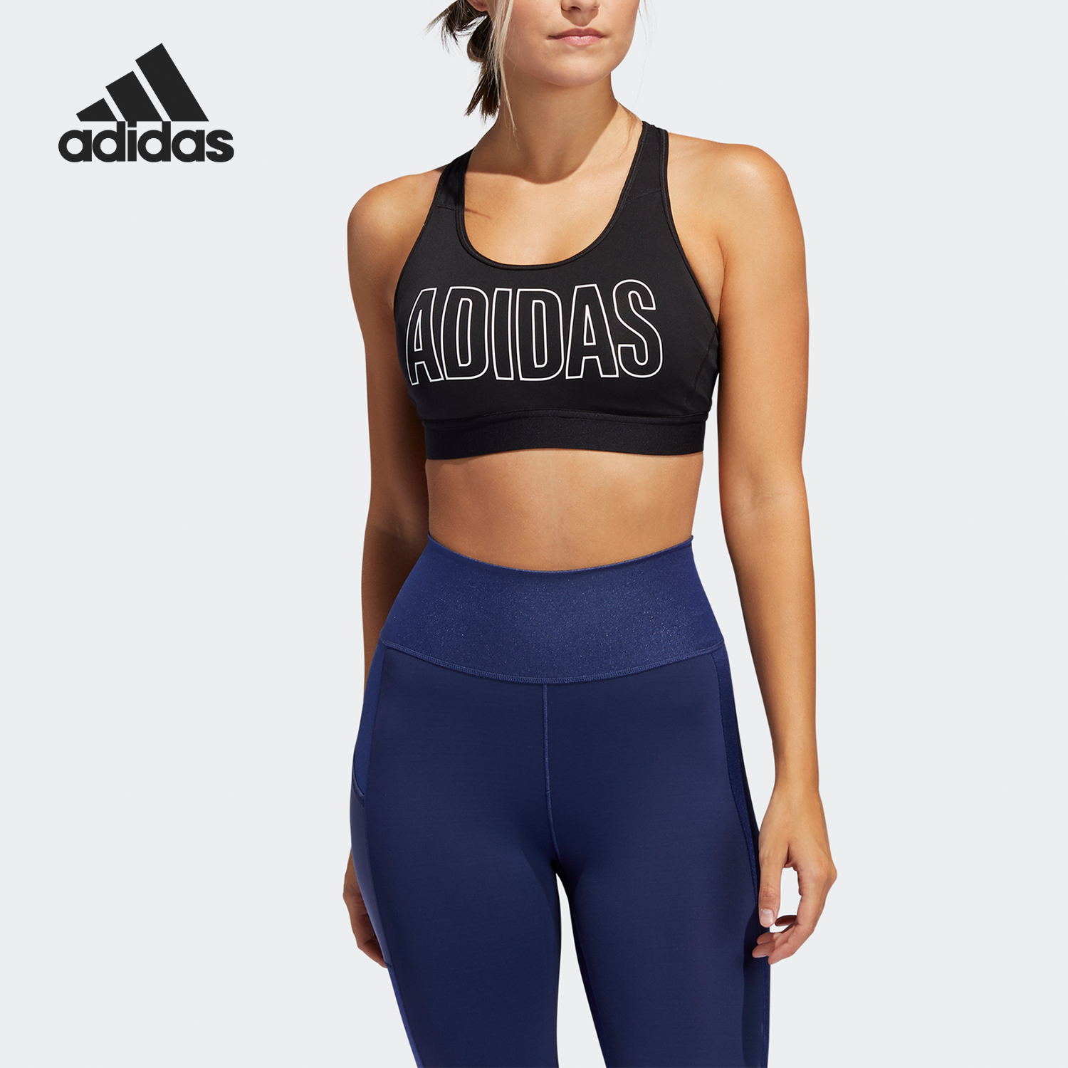 Adidas/阿迪达斯正品秋季女士健身中强度弹力舒适运动内衣FU4031
